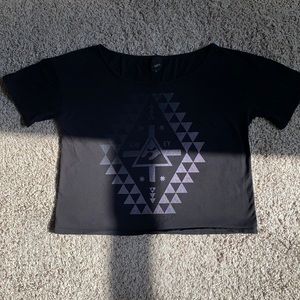 Obey black cropped tribal top
